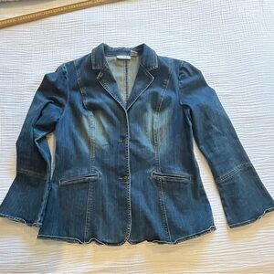 Blue Denim Fit & Flare Blazer for Women
